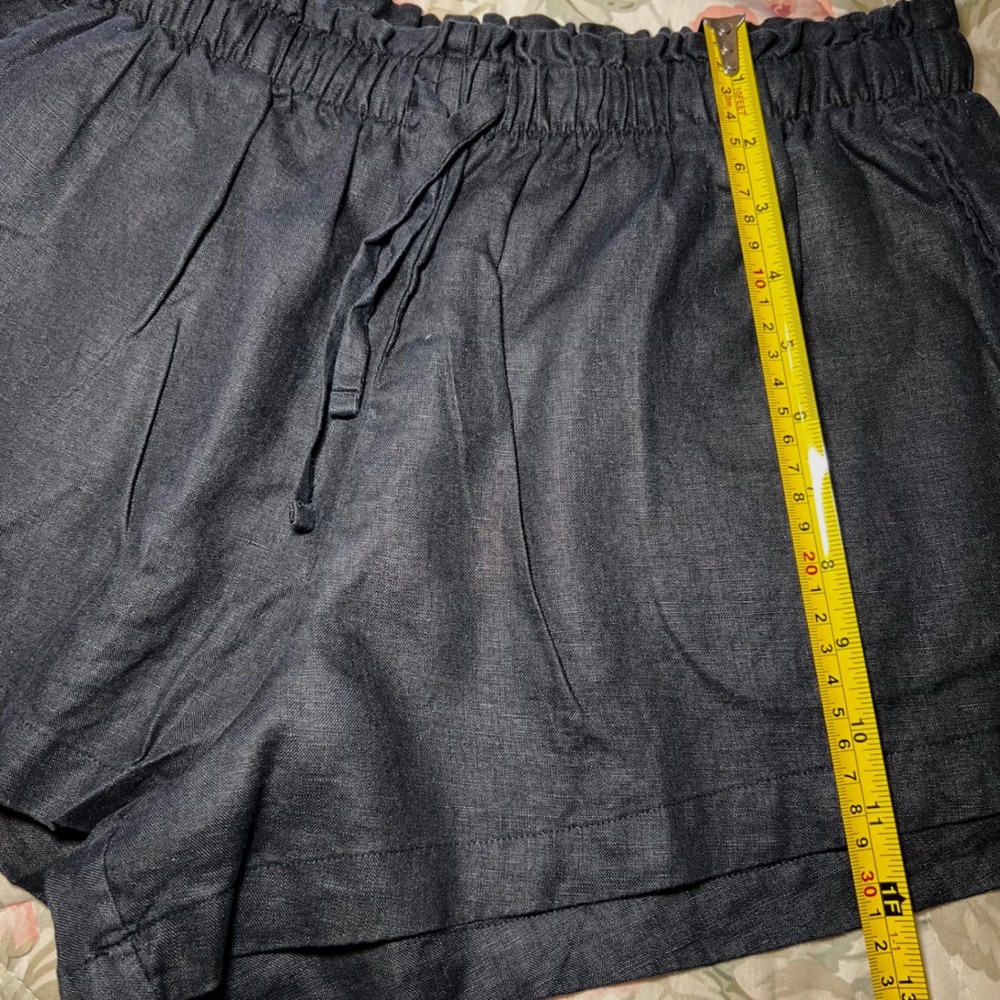 Spanx Black Linen-Line Shorts Elastic Drawstring Waist Pockets Small S Womens - Picture 6 of 7